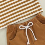 Toddler Boy Striped T-Shirt & Shorts Set - Brown