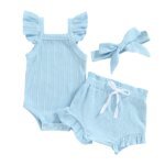 Summer Knit Bodysuit & Shorts-blue