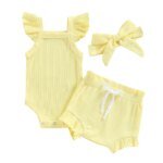 Summer Knit Bodysuit & Shorts-yellow