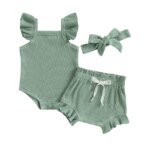 Summer Knit Bodysuit & Shorts-green