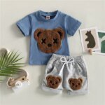 Cartoon Bear Shorts Set