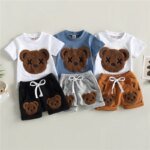 Cartoon Bear Shorts Set